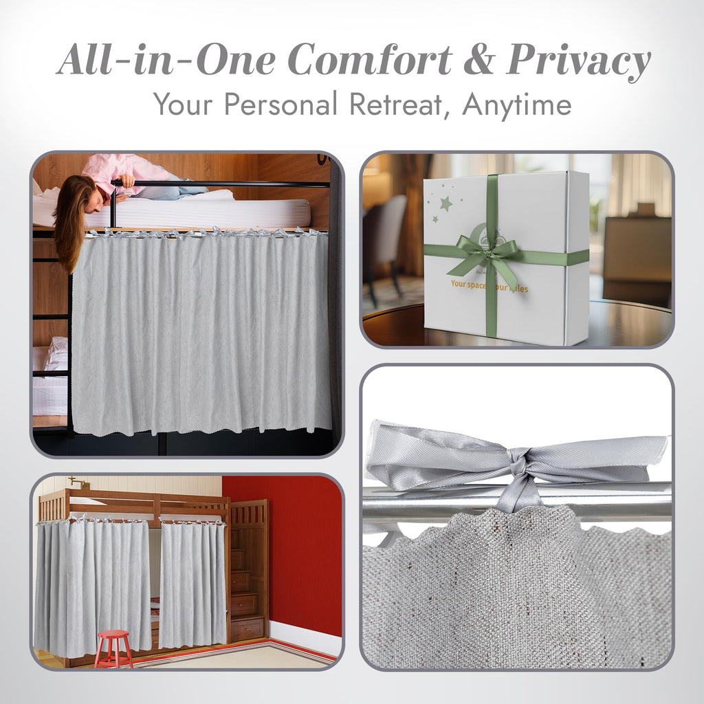 Calm&Cozy Bunk Bed Curtain — Blackout Privacy for Bottom Bunks