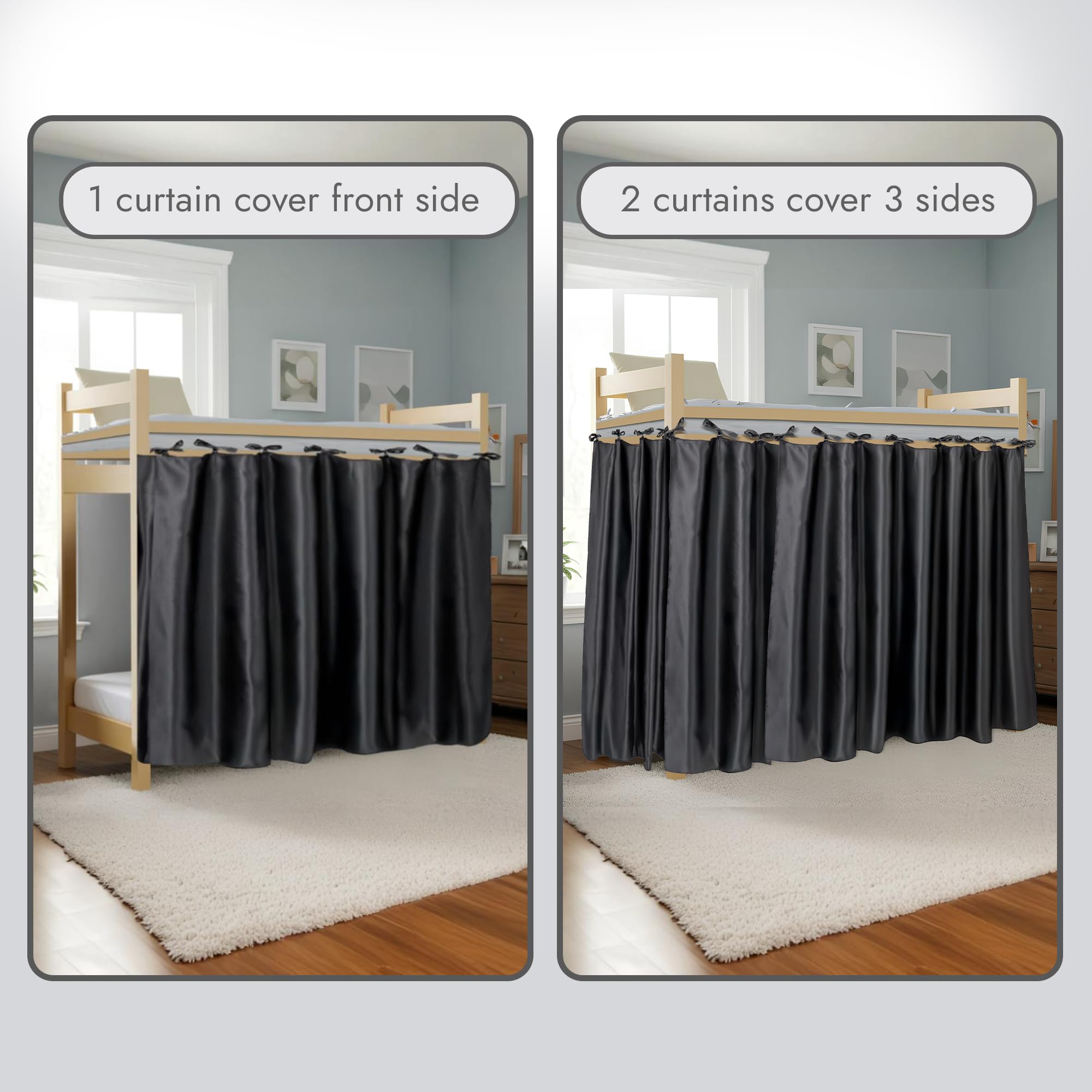 Calm&Cozy Bunk Bed Curtain — Blackout Privacy for Bottom Bunks