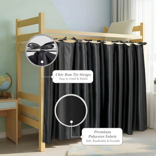 Calm&Cozy Black bunk bed blackout curtain — black variant photo #1