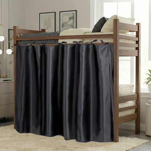 Calm&Cozy Black bunk bed blackout curtain — black variant photo #2