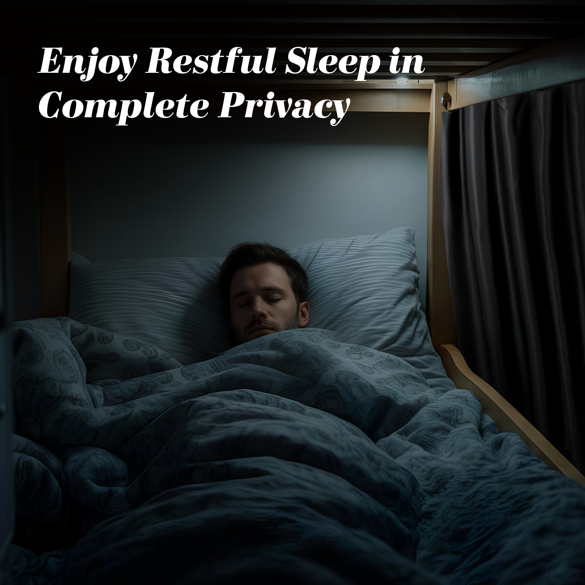 Calm&Cozy Black bunk bed blackout curtain — black variant photo #7