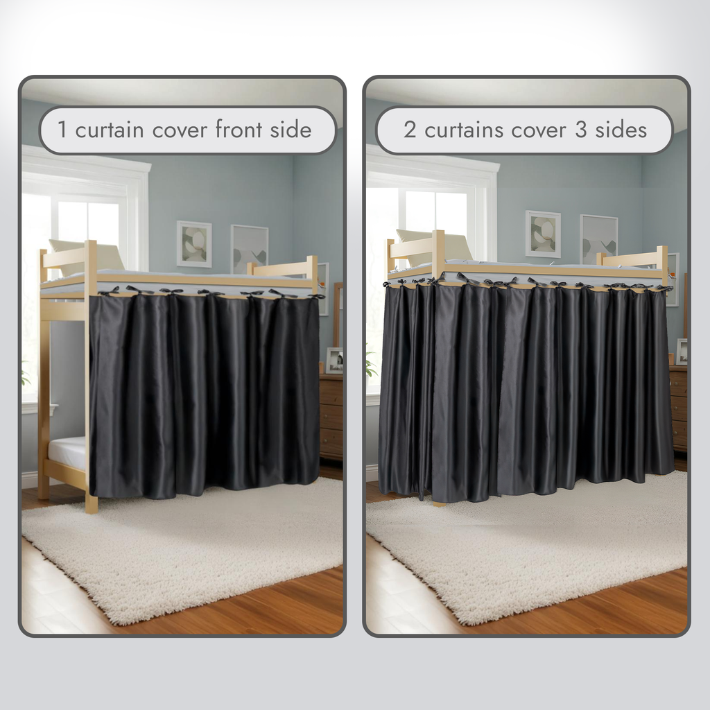 Calm&Cozy Black bunk bed blackout curtain — black variant photo #8