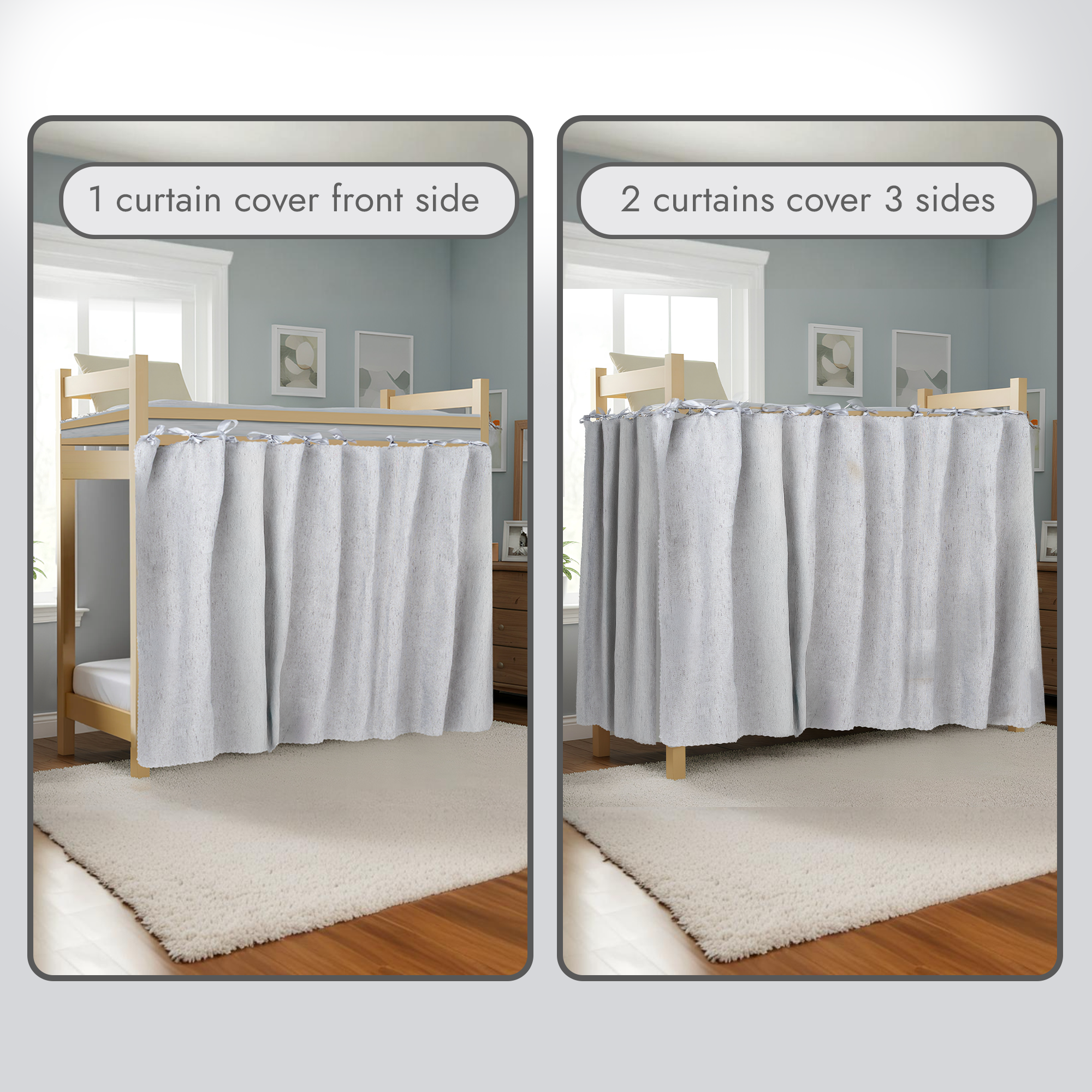 Calm&Cozy Grey bunk bed blackout curtain — grey variant photo #8